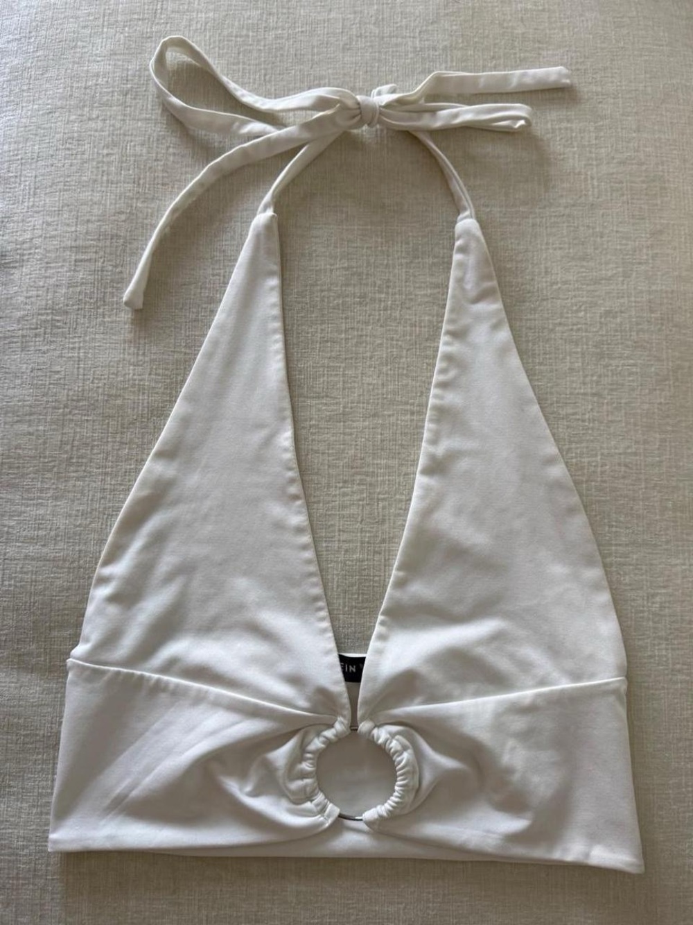 white halter top with silver ring 🪩
